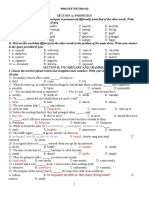 Practice Test (No 03) Section A: Phonetics: A. What B. Bring About A. They Met B. Pesticides B. Laughter B. Turned