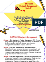 BMT1023 Project Management Unit-I: Dr. I.S.Stephan Thangaiah