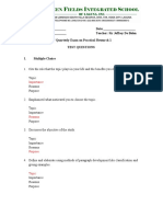 Name: - Date: - Section: - Teacher: Sir Jeffrey de Belen 4 Quarterly Exam On Practical Research 1 Test Questions