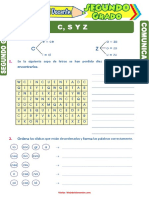 Palabras Con La C S Z para Segundo Grado de Primaria