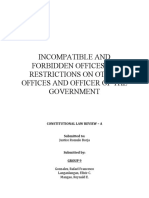 Incompatible and Forbidden Offices and Restrictions On Other Offices and Officer of The Government