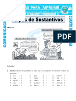 Ficha Sustantivos Concretos y Abstractos para Cuarto de Primaria