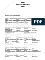 Encircle The Correct Answer: PPSC Lecturer BIOLOGY 2020