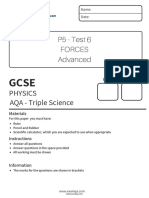 P5 - Test 6 Forces Advanced: Grade Mark