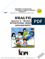 Health: Quarter 2 - Module 2a: Nutritional Needs of Adolescents