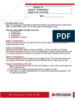 Grade-Vi Science - Worksheet TERM-2 CH-14-WATER