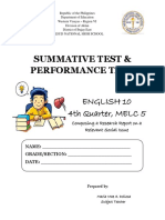 Summative Test & Performance Task: English 10 4th Quarter, MELC 5