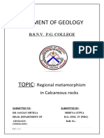 Department of Geology: Regional Metamorphism in Calcareous Rocks