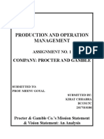 Production and Operation Management: Company: Procter and Gamble