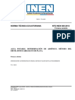 Nte Inen 980 Agua Potable. Determinación de Arsénico. Método Del Dietilditiocarbamato de Plata