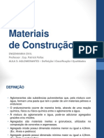 Materiais de Construção I - Aula 5 - AGLOMERANTES EM GERAL