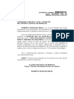 Escrito Exhibiendo El 50% de Honorarios de Perito 3ro en Discordia Roberto Morales Mejía.