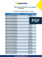 Listado de Beneficiarios Subsidio