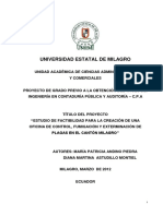 Estudio de Factibilidad para La Creación de Una Oficina de Control, Fumigación y Exterminación de Plagas en El Cantón Milagro