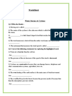 Worksheet Class-Vii Science: Wind, Storms & Cyclone