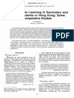 Approaches To Learning in Secondary and Tertiary Students in Ong Kong: Some Comparative Studies