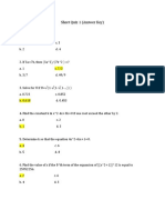 Short Quiz 3 Answer Key