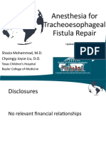 Anesthesia For Tracheoesophageal Fistula Repair