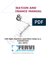 Operation and Maintenance Manual: LED Light Machine Operation Lamp W.O. Transformer Art. 0372