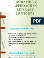 Report On Biographical Approach in Literary Criticism