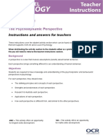 Lesson Element The Psychodynamic Perspective: Instructions and Answers For Teachers