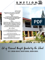 List of Personnel Benefits Granted by The School