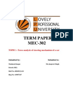 Force Analysis of Steering Mechanism of A Car