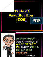 Table of Specification (TOS)