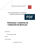 Resumen Procesos y Equipos de Fundición de Metales