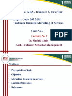 Program: MBA, Trimester 3, First Year Subject Code-305 MM: Customer Oriented Marketing of Services Unit No. 3