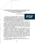 El Origen de La Monarquía Parlamentaria en España Y El Anteproyecto Constitucional