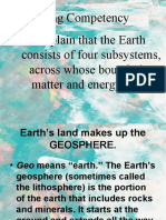 Learning Competency Explain That The Earth Consists of Four Subsystems, Across Whose Boundaries Matter and Energy Flow