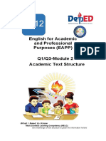 English For Academic and Professional Purposes (EAPP) Q1/Q3-Module 2 Academic Text Structure