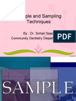 Sample and Sampling Techniques: By: Dr. Sohail Saadat Community Dentistry Department