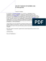 MInuta - Carta de Denúncia de Contrato de Trabalho Com Cumprimento de Aviso Prévio