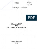 Gramática DE La Lengua Aym Ara: Juan Francisco Deza Galindo