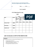 Lab4: Introduction To DSP Kit TMS 320C6713 DSK: EE-330 Digital Signal Processing