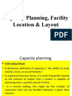 Capacity Planning, Facility Location & Layout