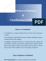 Constitution of Business and Classification of MSME