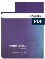 Common Settings: Acumatica ERP 4.0