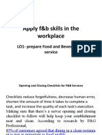 Apply F&B Skills in The Workplace