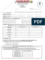 Personal Assessment On Learner'S Level of Performance