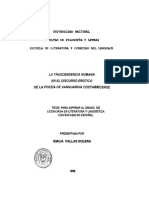 Universidad Nacional: Trascendencia Humana en El Discurso Erotico DE Poesfa de Vanguardia Costarricense