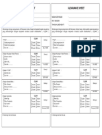 Clearance Sheet