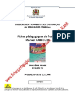 Fiches Pédagogiques de Français Manuel PARCOURS: Enseignement-Apprentissage Du Français Au Secondaire Collegial