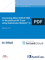 LTRT 12570 Mitel 3300 Ip PBX With Broadcloud Sip Trunk Using Mediant e SBC Configuration Note