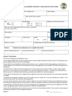 Belize Digital Border Crossing Card Application Form Section 1