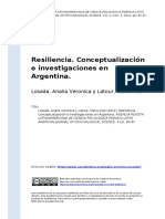 Losada, Analia Veronica y Latour, Mar - Resiliencia. Conceptualizacion e Investigaciones en Argentina