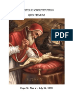 Apostolic Constitution Quo Primum (Saint Pope Pius V)