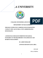 Dilla University: College of Business and Economics Department of Management